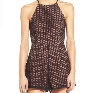 Astr Black Geometric Lace Chemise